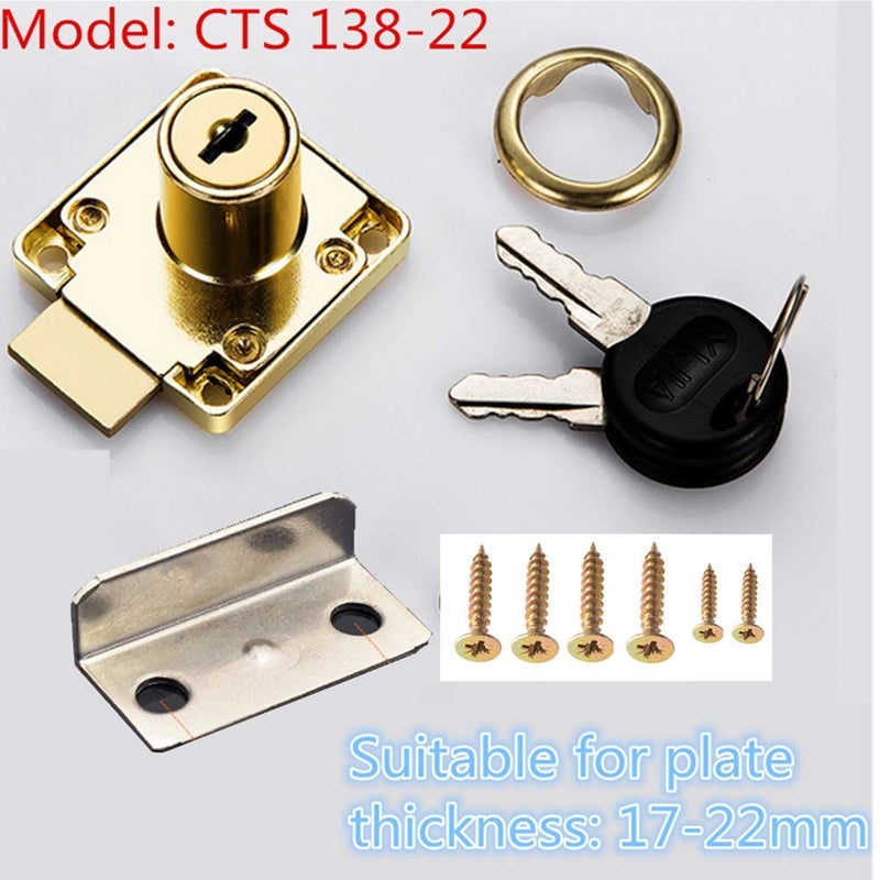 Junrbx Cabinet Lock, Drawer Lock, Mailbox Lock, Door Lock, Suitable for Wooden Cabinets. Model CT-138-22, ((Hole Diameter 0.75ï¼‚/ 19MM) is Suitable for Door Panels With A Thickness of 17 mm-22 mm. 1 Pcs - Image 3
